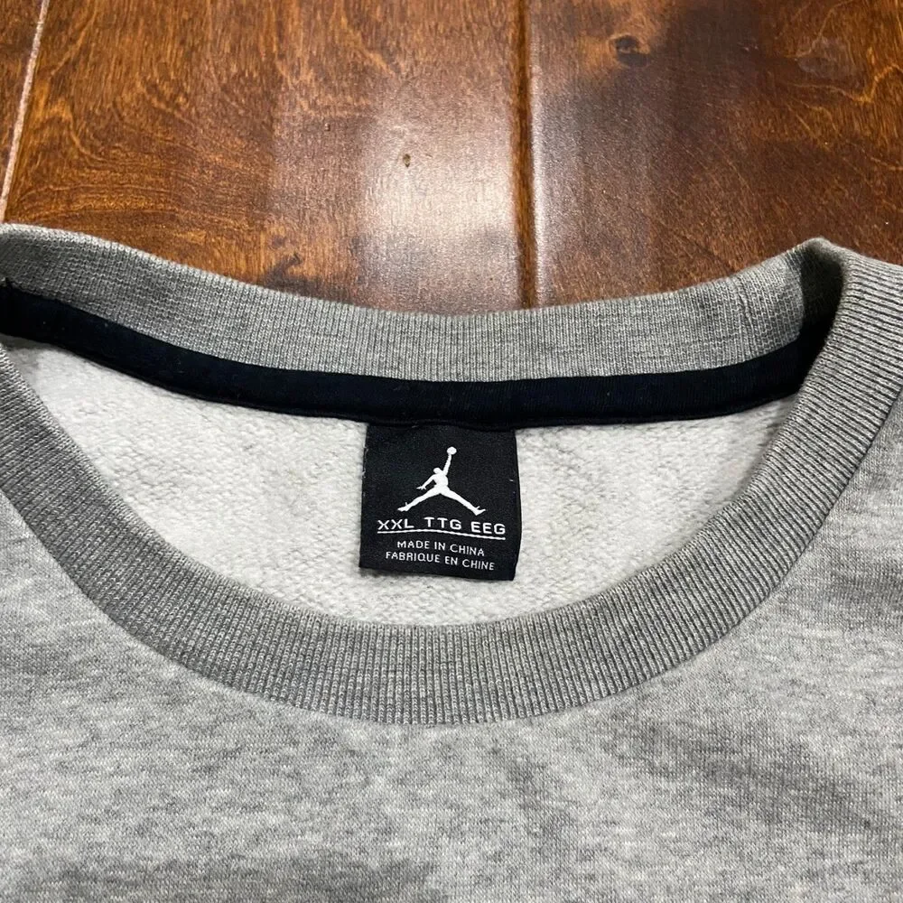 Jordan Block Fleece Crewneck Sweatshirt Gray Multi Cotton Blend Men's Size XXL